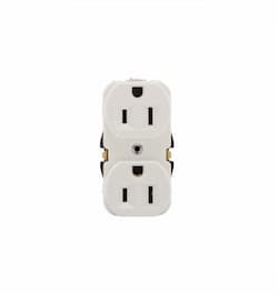 15 Amp Duplex Receptacle, Flush Mount, White