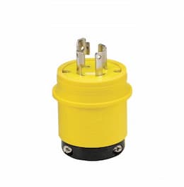 30 Amp Locking Plug, Watertight, 4-Pole, Yellow/Black