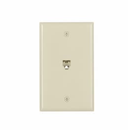 4-Conductor Phone Wall Jack, RJ14 & RJ25, Ivory