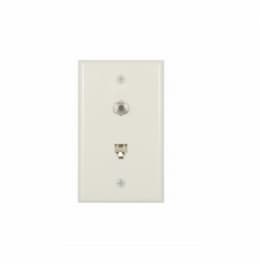 Flush Mount Wall Plate w/ Phone & Coax Jack, Light Almond