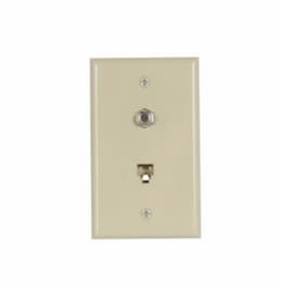 Flush Mount Wall Plate w/ Phone & Coax Jack, Ivory