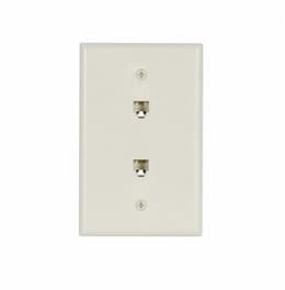 Flush Mount Wall Plates w/ Two Phone Jacks, Mid-Size, Light Almond