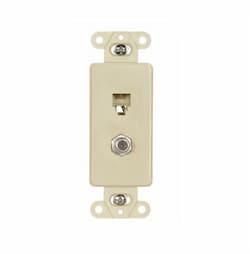 4-Conductor Coax & Phone Jack Adapter Insert, Ivory