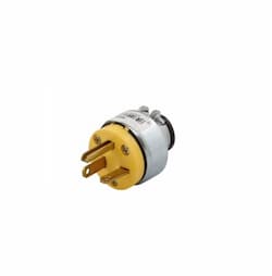 20A Straight Blade Plug, Armored, Commercial Grade, 250V, Yellow