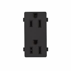 15 Amp NEMA 5-15R 125V Duplex Snap-in Receptacle, Plastic Back & Clips