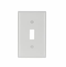 1-Gang Toggle Switch Plate, Standard Size, Thermoset, White