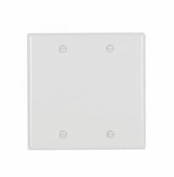 2-Gang Blank Wall Plate, Standard Size, Thermoset, White