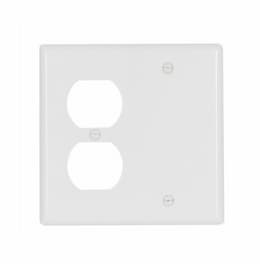 Eaton Wiring 2-Gang Combination Wall Plate, Duplex & Blank, Standard, White