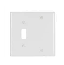 2-Gang Combination Wall Plate, Toggle & Blank, Standard, White