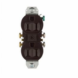 15 Amp NEMA 5-15R 125V Duplex Receptacle Outlet w/o Ears, Brown