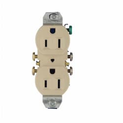 15 Amp NEMA 5-15R 125V Duplex Receptacle Outlet w/o Ears, Ivory