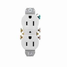 15 Amp NEMA 5-15R 125V Duplex Receptacle Outlet w/o Ears, White