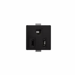 15 Amp Snap-In Plug w/ Plastic Clips, 2-Pole, 3-Wire, #14-12 AWG, 125V, Black