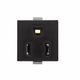 NEMA 5-15R Snap-in Receptacle, Plastic Back, Screw Terminal Ground, Black