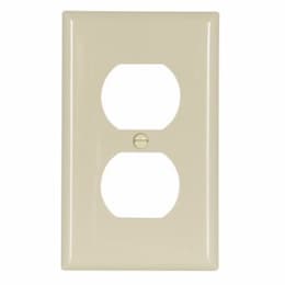 1-Gang Duplex Receptacle Wall Plate, Nylon, Ivory, Bulk