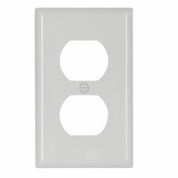 1-Gang Duplex Receptacle Wall Plate, Nylon, White, Bulk