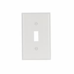 1-Gang Toggle Wall Plate, Nylon, White, Bulk