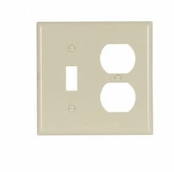 2-Gang Toggle & Duplex Wall Plate, Standard, Ivory