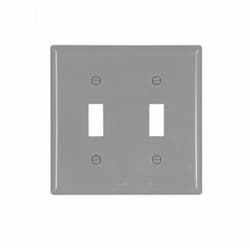 2-Gang Double Toggle Switch Wall Plate, Standard, Gray