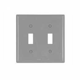 2-Gang Double Toggle Switch Wall Plate, Standard, Gray