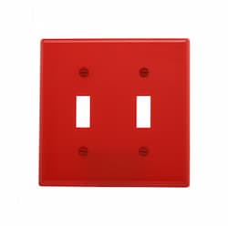 2-Gang Double Toggle Switch Wall Plate, Standard, Red