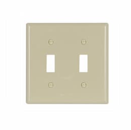 2-Gang Double Toggle Switch Wall Plate, Standard, Ivory