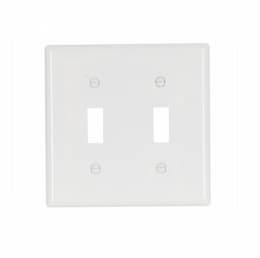 2-Gang Double Toggle Switch Wall Plate, Standard, White