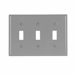 Eaton Wiring 3-Gang Toggle Switch Wall Plate, Standard, Gray
