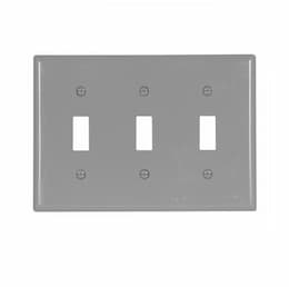 Eaton Wiring 3-Gang Toggle Switch Wall Plate, Standard, Gray