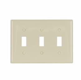 3-Gang Toggle Switch Wall Plate, Standard, Ivory