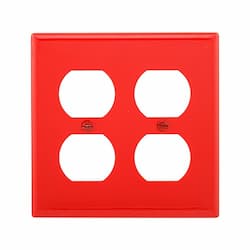 Eaton Wiring Standard Size 2-Gang Duplex Receptacle Nylon Wallplate, Red