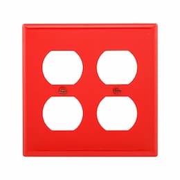 Eaton Wiring Standard Size 2-Gang Duplex Receptacle Nylon Wallplate, Red