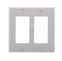 Eaton Wiring 2-Gang Decora Wall Plate, Standard, Gray