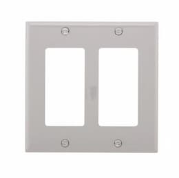 Eaton Wiring 2-Gang Decora Wall Plate, Standard, Gray