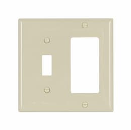 2-Gang Wall Plate, Toggle & Decora, Standard, Ivory