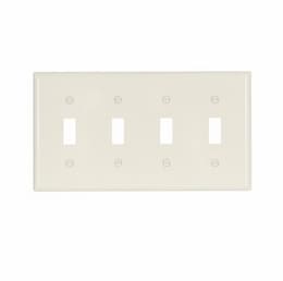 4-Gang Toggle Switch Wall Plate, Standard, Almond