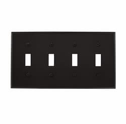 4-Gang Toggle Switch Wall Plate, Standard, Black