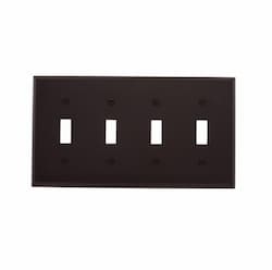 4-Gang Toggle Switch Wall Plate, Standard, Brown