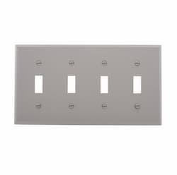 4-Gang Toggle Switch Wall Plate, Standard, Gray