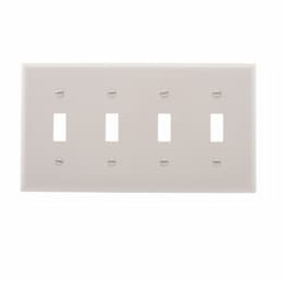 4-Gang Toggle Switch Wall Plate, Standard, White