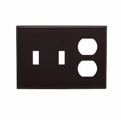 3-Gang Two Toggle & Duplex Wall Plate, Standard, Brown