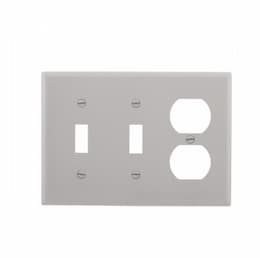Eaton Wiring 3-Gang Two Toggle & Duplex Wall Plate, Standard, Gray