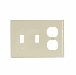 Eaton Wiring 3-Gang Two Toggle & Duplex Wall Plate, Standard, Ivory