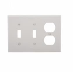 3-Gang Two Toggle & Duplex Wall Plate, Standard, White