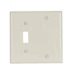 2-Gang Toggle & Blank Wall Plate, Standard, Almond