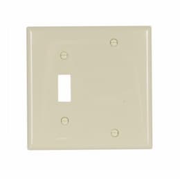 Eaton Wiring 2-Gang Toggle & Blank Wall Plate, Standard, Ivory