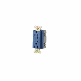 15 Amp Duplex Receptacle w/ LED Indicator, 2-Pole, 3-Wire, 125V, Blue