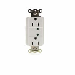 15 Amp Duplex Receptacle w/ LED Indicator, 2-Pole, 3-Wire, 125V, White