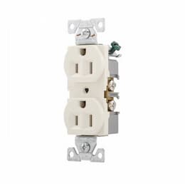 Eaton Wiring 15 Amp Duplex Receptacle, Flush Mount, Light Almond