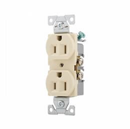 15 Amp Duplex Receptacle, Flush Mount, Ivory